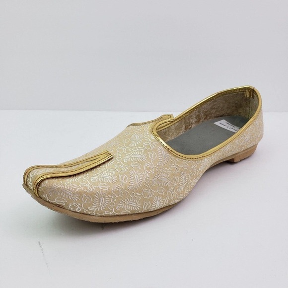 Shoe Bazar Etnic Mojri Khussa Mens Size 7 Gold Handmade Slip On Loafer Shoes main image 7
